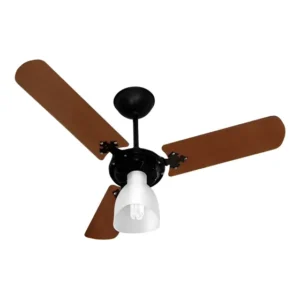 Ventilador De Teto New Delta Light Preto/Mogno 130W Globo Taça em plástico injetado Venti-Delta