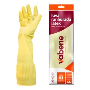 Luva Ranhurada Cano Longo Látex Tamanho Gg Pacote C/1 Par Látex Natural