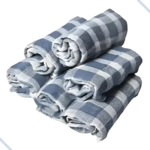 Kit Com 40 Pano De Chão Xadrez Azul Saco Duplo Alvejado Extr Azul