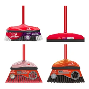 Kit 1 Rodo 2 Vassouras Cerdas Cruzadas 1 Vassoura Sintética