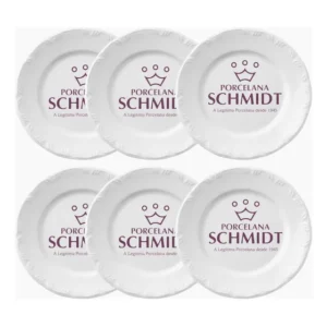 Prato Sobremesa Porcelana 19cm Branco Schmidt Pomerode 6