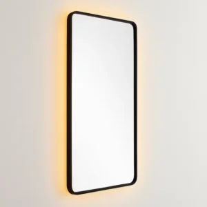Espelho Retangular Decorativo Metal 100x70cm - Com Led Moldura Preto