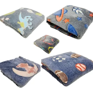 Kit C/2 Mantas Brilha No Escuro Cobertor Meninos Sortidos Cor Sortida Desenho Do Tecido Lisa