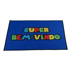 Tapete Capacho Texfine Antiderrapante 60x40 Azul Estampado Casa Empresa
