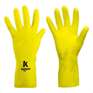 Luva De Borracha Látex Kalipso Kit Com 2 Pares Tam 8/m Amarelo