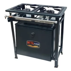 Fogão Industrial Duas Bocas Com Forno Baixa Pressão Premium Cor Cinza Gás De Cozinha
