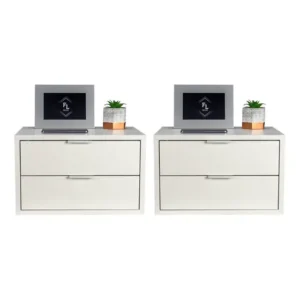 Kit Mesa de Cabeceira Suspensa Fl Decor de 50cm com 2 gavetas 100 cor branco