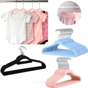 Kit 10 Cabide Infantil Veludo Antiderrapante Globalmix Preto