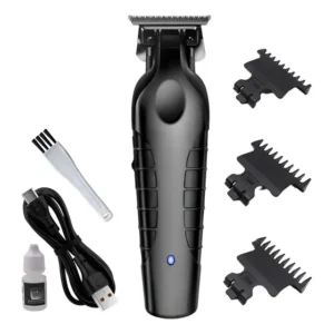 Maquina Corte Cabelo Acabamento Portátil com carregamento USB Km-2299 Profissional Cor Preto Profissional