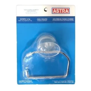 Papeleira Porta Papel Higiênico De Parede C/ Ventosa Astra Cor Prateado