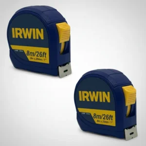 Kit 2 Trena Métrica 8mx25mm Botão De Trava Fita De Aço Irwin