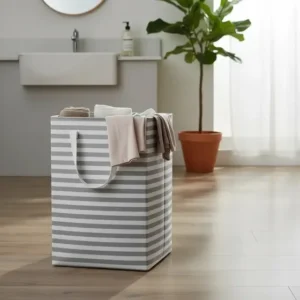 Cesto Para Roupa Top Rio Cesto Dobrável Multiuso - Sortido Sendo Perfeito Para Guardar Roupas Brinquedos Objetos De Decoração Etc Cor Cinza E Listrado Sortido