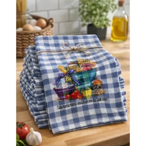 Kit 6 Pano De Prato Xadrez Estampado Com Bainha 100% Algodão Escuro Xadrez Estampado