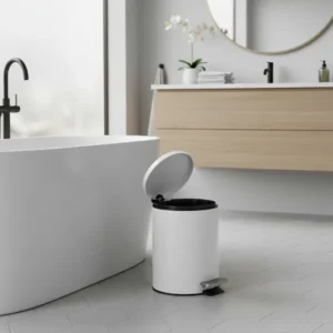 Lixeira 3 Litros Pedal Banheiro Pequena Inox Cesto De Lixo Branco