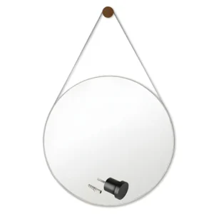 Espelho decorativo redondo Rei Dos Vidros Adnet com alça suspensa 60 cm