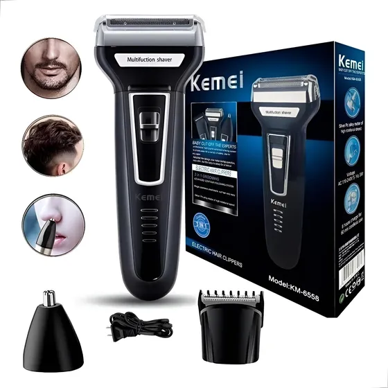 Barbeador Eletrico 3 Em 1 Depilador Intimo Masculino Indolor Preto 127/220v