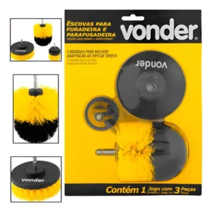 Kit Escovas Limpeza Encaixe Furadeira E Parafusadeira Vonder Amarelo