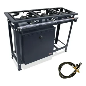 Fogão Industrial Três Bocas Com Forno Alta Pressão Premium Cor Cinza Gás De Cozinha