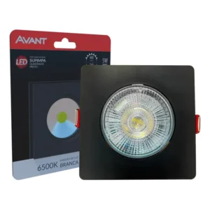 Spot Led Authentic Embutir 5w 6500k Branco Frio 9m 110v/220v Bivolt Ip20 Quadrado Preto Cod: 865050572 Avant