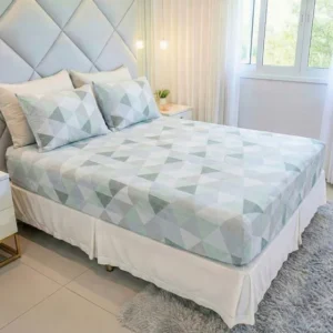 Jogo De Lençol Cama Casal Size 3 Peças Box Estampado Com Elástico Malha 100% Algodão Cozzilar Toque Macio Hotel Pousada Modelo 9