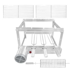 Grill Elétrico Giratório Inox 3 Espetos + 3 Grelhas Cúbico
