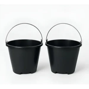Kit 2 Baldes Resistente 12l Preto Reforçado Alça Metálica Preto