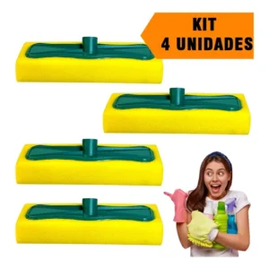 Kit 4 Esfregão Esponja Espuma Rodo Passa Cera Ultra Macia