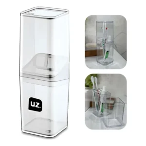 Porta Escova E Creme Dental Luxo Com Tampa Transparente Uz