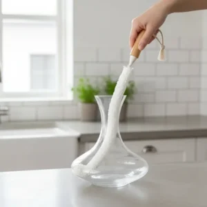 Escova Limpeza Flexivel Para Jarras Cabo De Bambu Off White