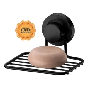 Saboneteira Porta Sabonete Parede Fixação Adesivo Super Resistente Future Preto