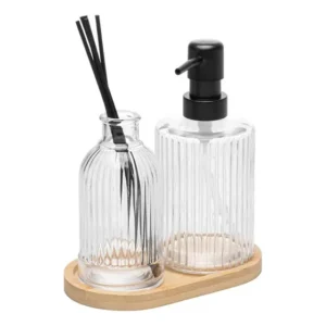 Conjunto Banheiro Porta Sabonete Líquido Difusor E Bandeja