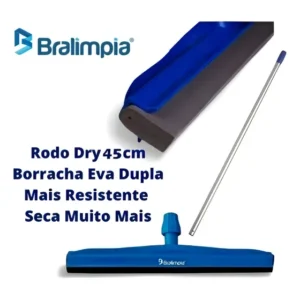 Rodo Plástico Profissional 45cm Dry Borracha Dupla Bralimpia