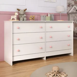 Cômoda Infantil 136cm Com 6 Gavetas Multimóveis Mp4335 Cor Branco