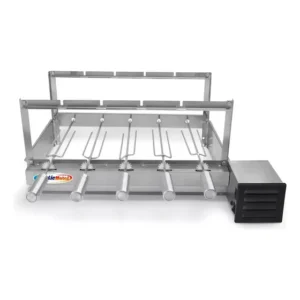 Churrasqueira Giratória Inox 5 Espetos Bivolt Pratic Metal Motor Direito