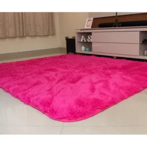 Tapete Moderno Luxo Costa Oro Shaggy Fúcsia 2m x 1.5m Sala