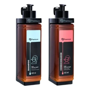 Kit Dispenser Parede Porta Shampoo Condicionador Hotel Banho Preto