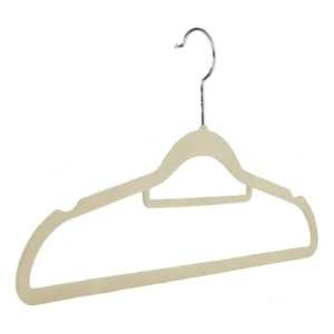 10 Cabides De Veludo Slim Ultra Finos Antideslizantes Bege