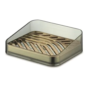 Saboneteira Porta Sabonete Preto Com Metalizado Dourado Uz