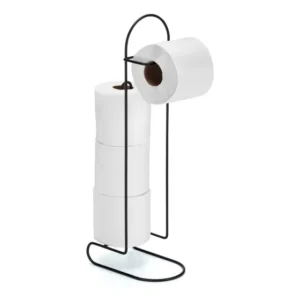 Porta Papel Higiênico Suporte De Chão 4 Rolos Preto Banheiro Black