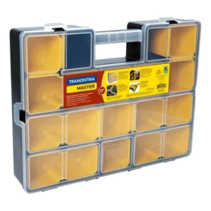 Maleta Organizadora Plástica Master 17" Com Divisórias Móveis Amarela e Preta Tramontina