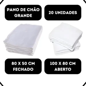 Pano De Chão - 50x80cm - Kit C/ 20un - Extra Grande Atacado Branco