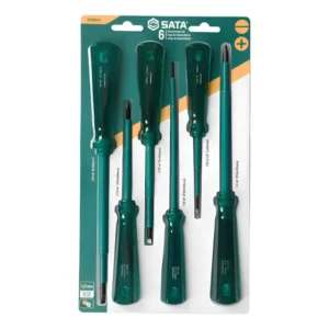 Jogo De 6 Chaves Fenda E Phillips Isolada Sata St08041l Verde