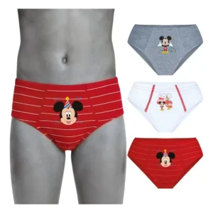 Kit 3 Cuecas Infantil Lupo Algodão Mickey Slip Menino Disney