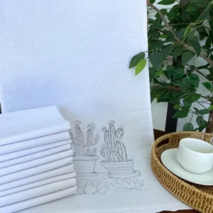 Kit 10 Pano De Prato Riscado Premium 70x45cm Cozinha Pintar Riscado Estampado