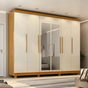 Guarda-roupa Casal 6 Portas Yescasa Roma Com Espelho Fosco Marrom MDF