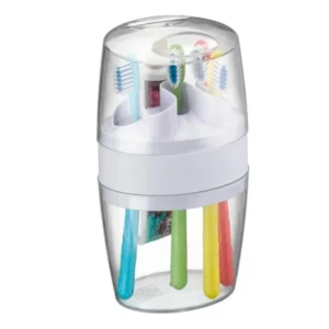 Porta Escovas Pasta De Dente Acrílico Transparente Com Tampa Cristal