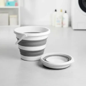 Balde Dobrável Retrátil Flexível Silicone 10 Litros Cinza Cinza