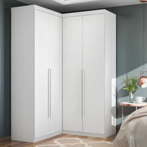 Guarda-Roupa de Canto 4 Portas 4 Gavetas Tuim Yescasa Branco Fosco