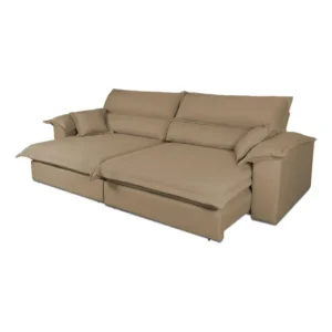 Sofá Retrátil Reclinável 2,30m Nivus Bege Molas Ensacadas - King House