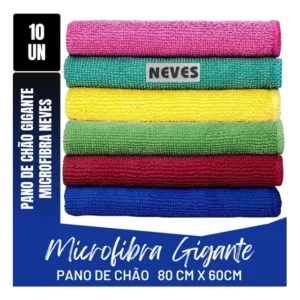 Kit 10 Panos de Chão Microfibra Neves 80x60cm Superabsorventes Multicores